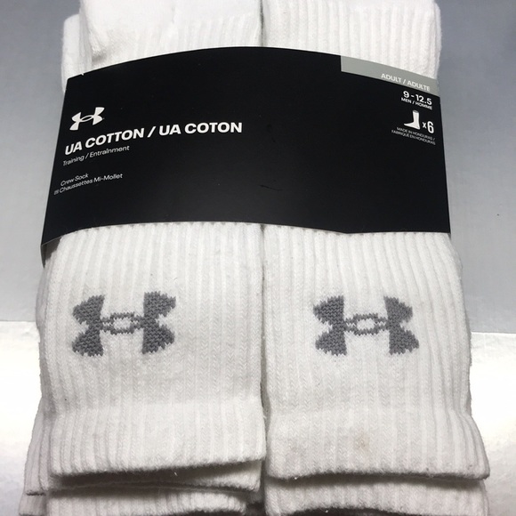 BNWT Adult Under Armor Cotton socks ok if 6 pack White - Picture 2 of 6